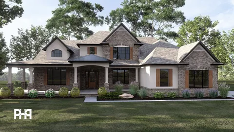 The Oakwood house plan, exterior view 1